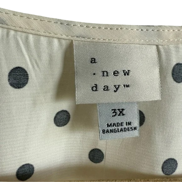 A New Day Black and White Puff Sleeve Mini Wrap Dress 3X - Picture 5 of 6